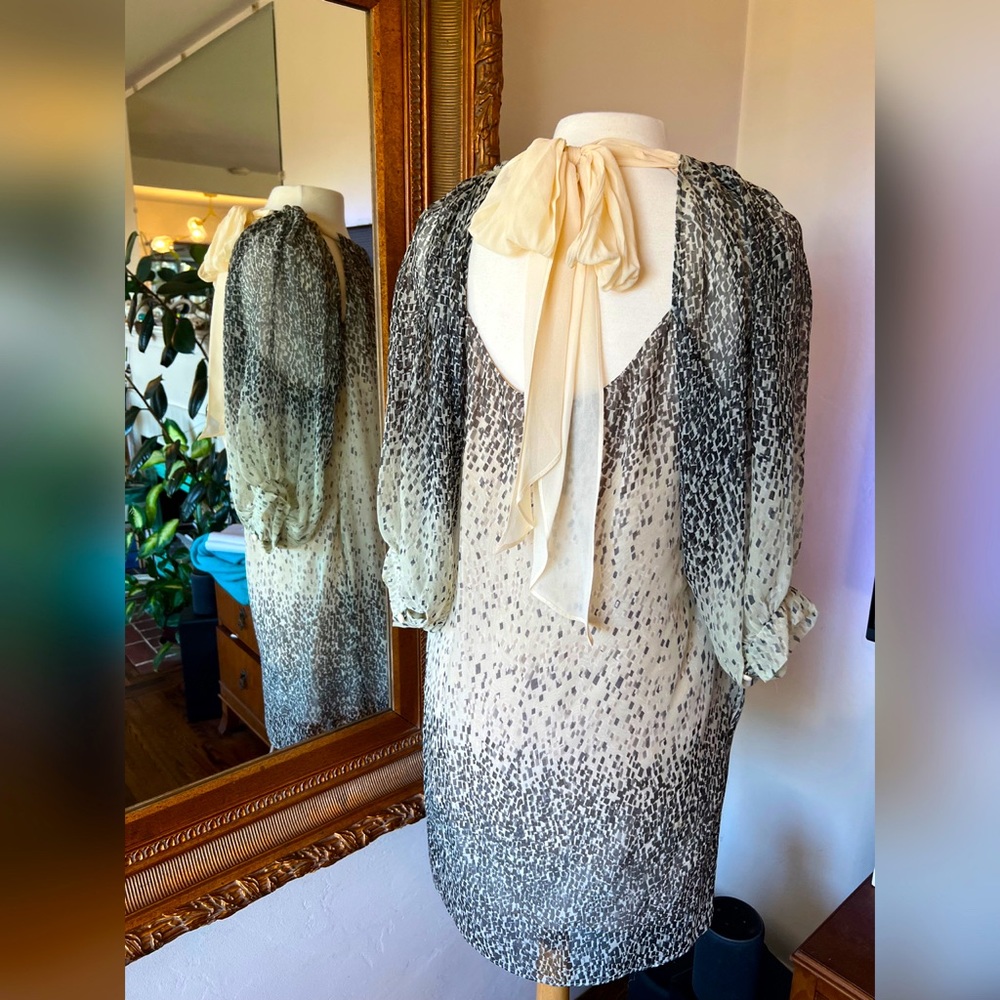 Silk Chiffon Dress w/ Bow and Pockets!